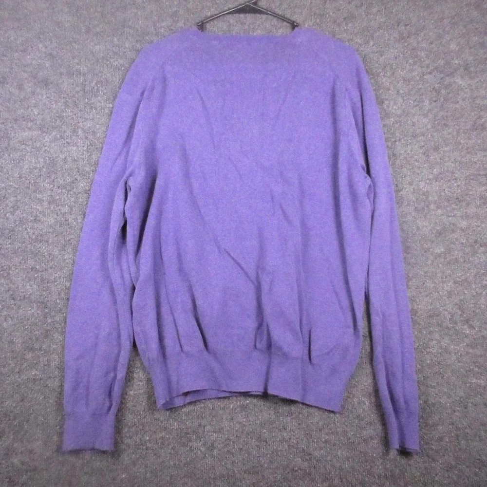 Polo Ralph Lauren Sweater Mens Large Purple Pima Cotton V Neck Pullover Logo